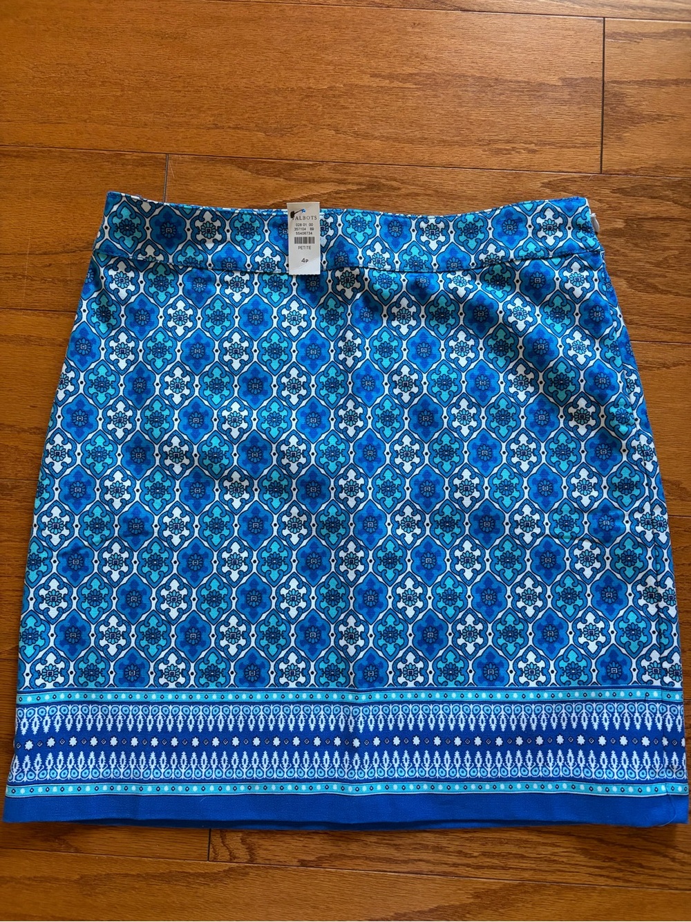 Talbots Blue Mosaic-Print Mini Skirt